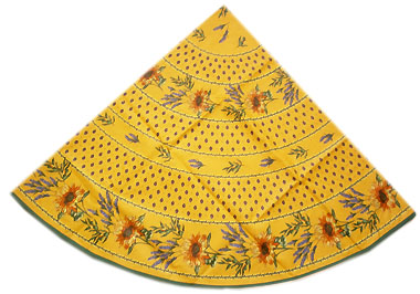 French Round Tablecloth WCoated (sunflowers. yellow)